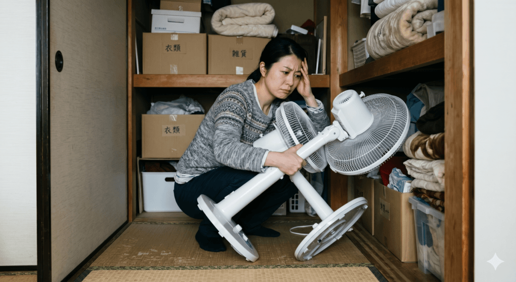 扇風機の保管で悩んでいる主婦
