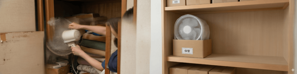 扇風機の保管大変です。
