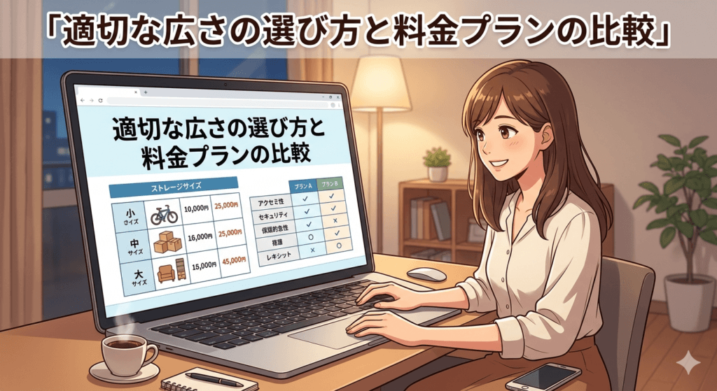 トランクルームの広さと価格の比較