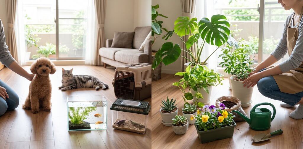 ペットや観葉植物などの生き物は預けられません